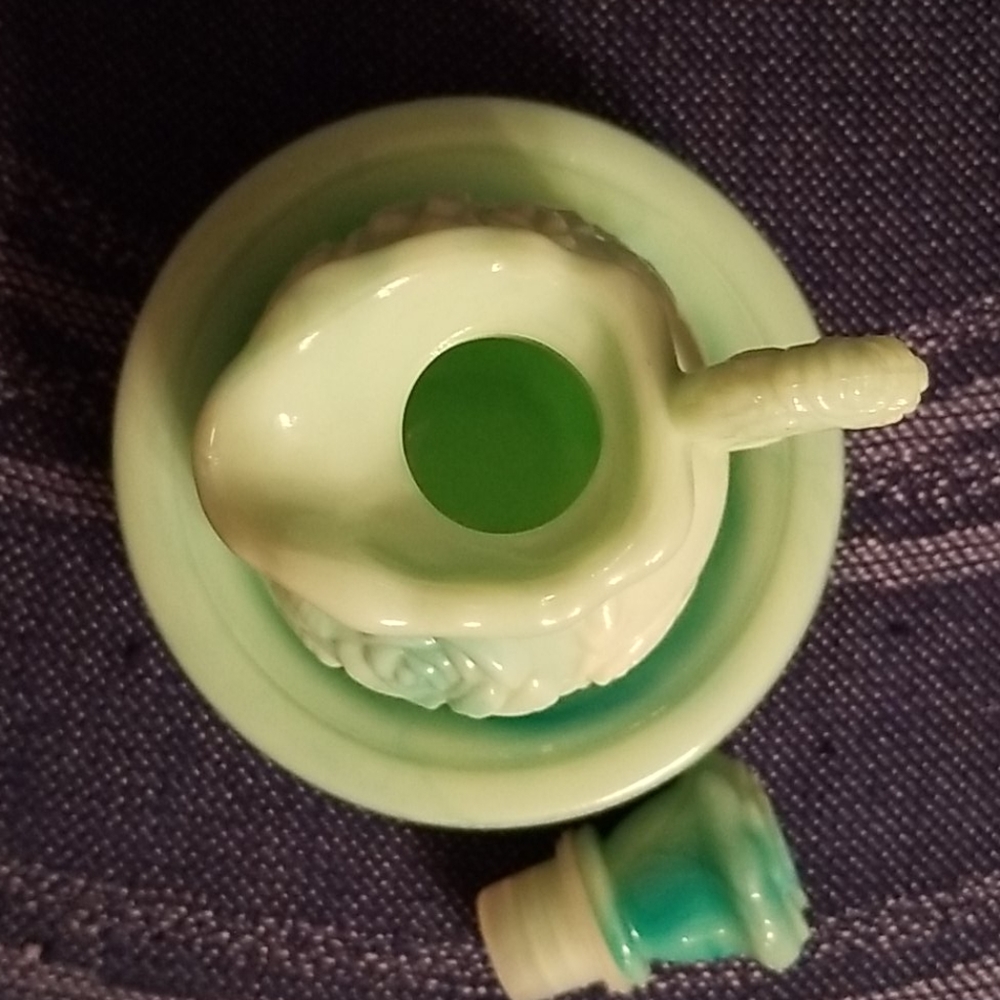 Avon Slag Glass Jadeite Pitcher with Basin Bowl - Picture 6 of 11